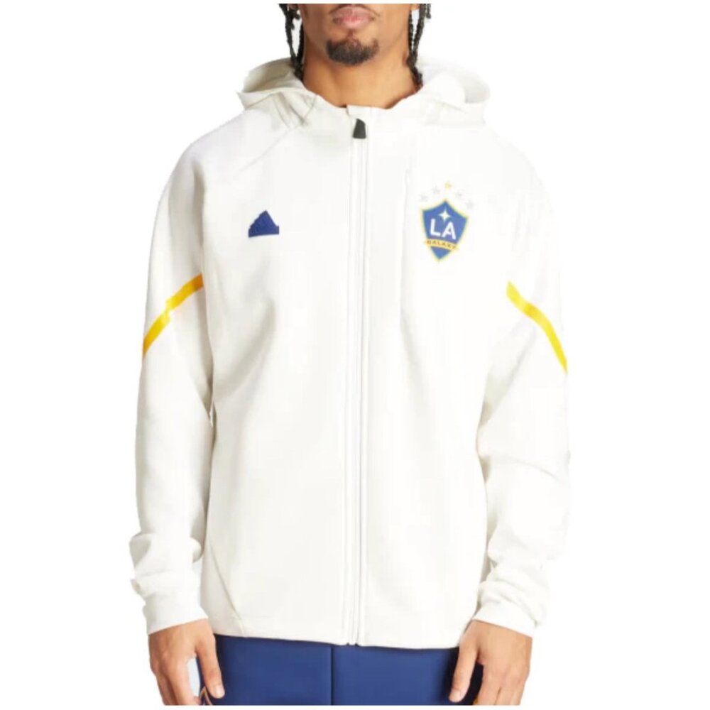 LA Galaxy Adidas White Full-Zip Hoodie Mens XL Polyester